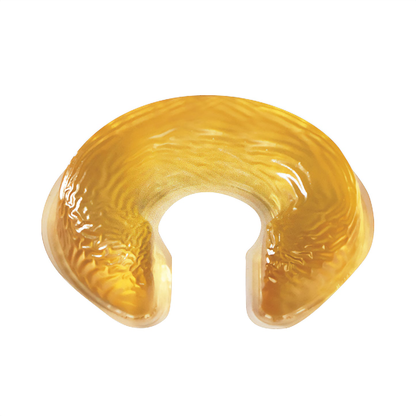 The AliMed AliGel Horseshoe Donut is a translucent amber gel cushion with a U-shaped design for comfort and support.