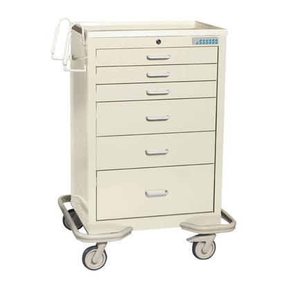 AliMed Standard Series 6-Drawer Anesthesia/Procedure Cart with Electronic Lock, 30" Drawer Space, featuring six drawers and caster wheels.