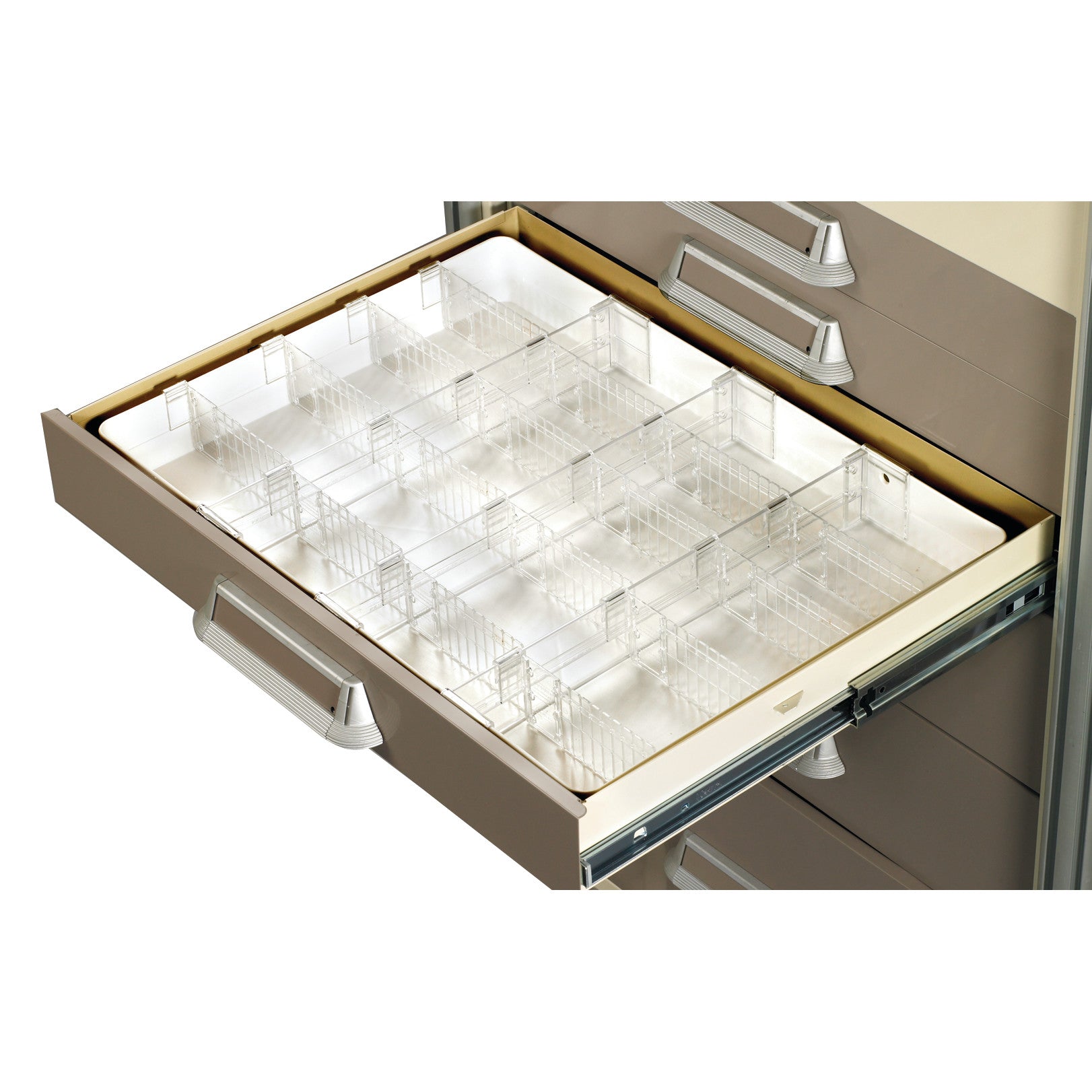 AliMed Cart Accessory: Full Drawer Tray Kit for 3"H Drawers in Select/Standard/Wide Series Medical Carts with adjustable dividers.