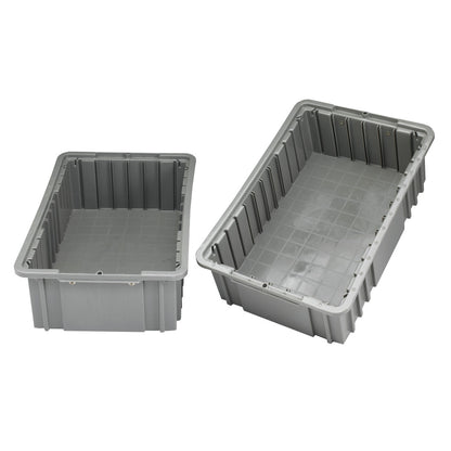 Two gray plastic drawer trays from AliMed Cart Accessory: Drawer Tray Only for Select/Standard/Wide Series Medical Carts, both empty.
