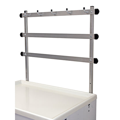 AliMed Cart Accessory: Trellis System with Hooks for Mini/Standard/Select Series Medical Carts features three horizontal bars with hooks.