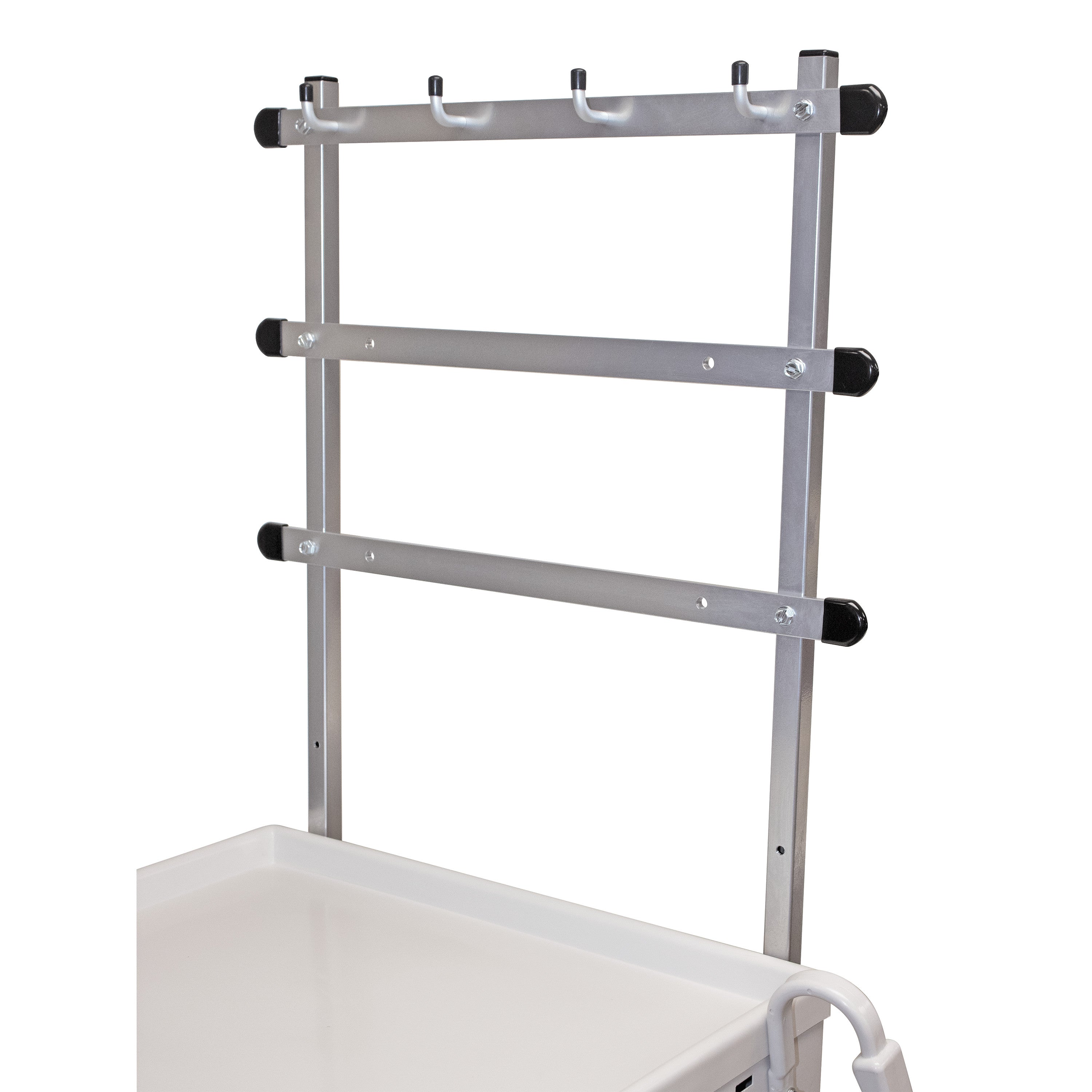 AliMed Cart Accessory: Trellis System with Hooks for Mini/Standard/Select Series Medical Carts, featuring three horizontal bars and hooks.