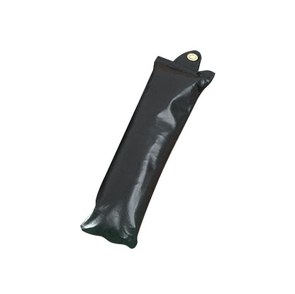 A black AliMed Traction Sandbag with a hanging tab and grommet, designed for physical therapy or rehabilitation purposes.