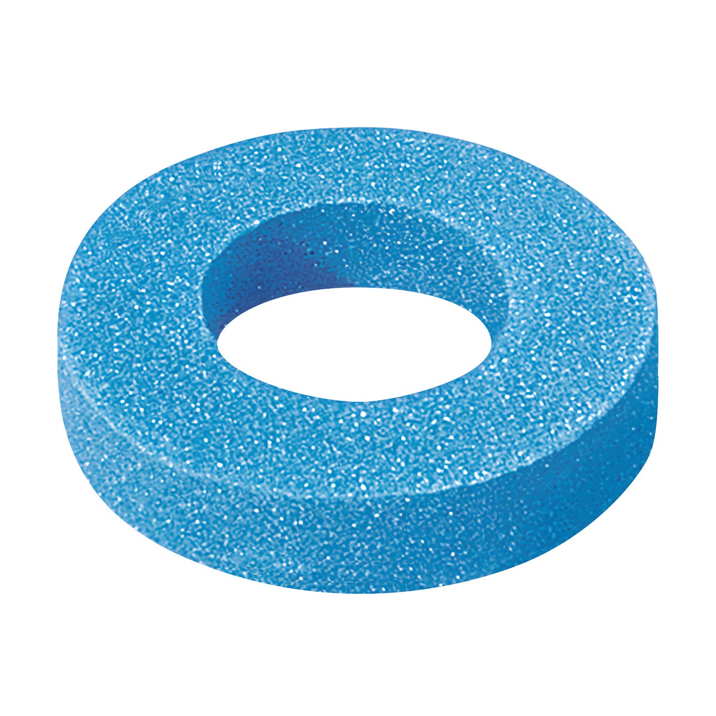 Blue foam ring with a central hole, labeled AliMed Disposable Foam Head Donut, designed for head support or cushioning.