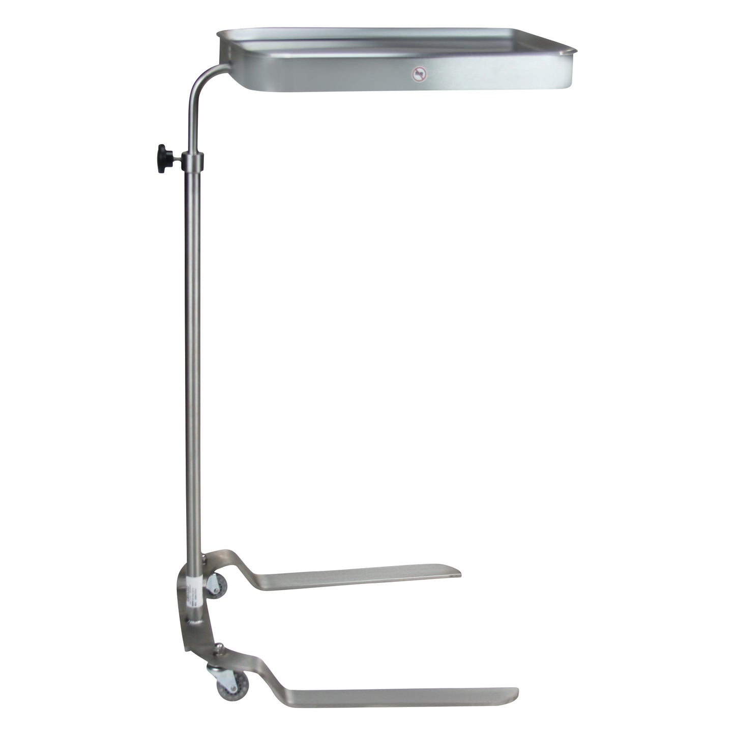 The image shows a Blickman Newark Mayo Stand with a stainless steel tray and base, featuring wheels for mobility and adjustable height.