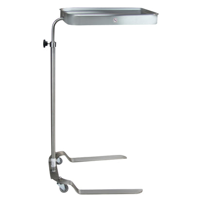 The image shows a Blickman Newark Mayo Stand with a stainless steel tray and base, featuring wheels for mobility and adjustable height.