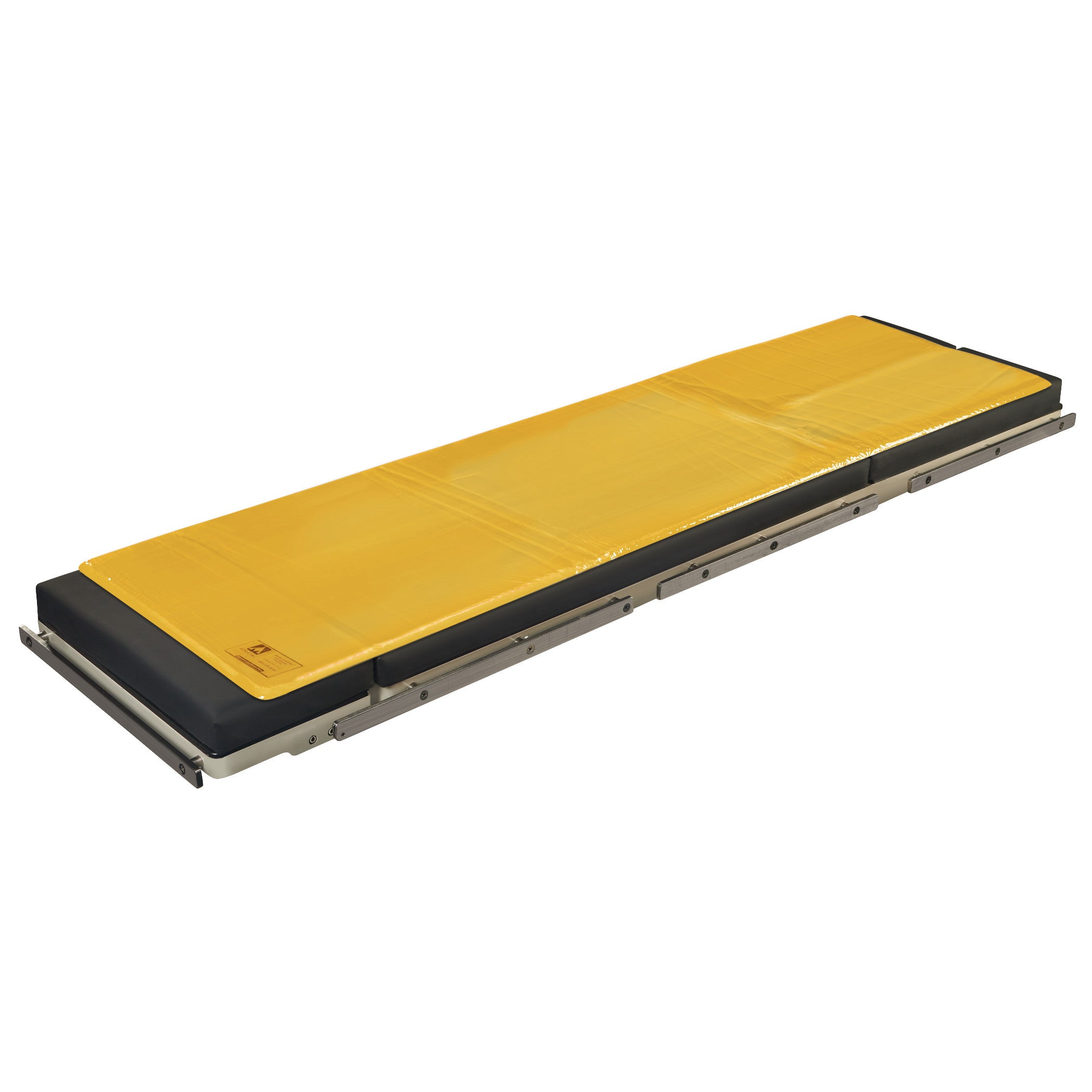 Action Surface Overlay with a yellow top layer on a black cushion, supported by a metal frame, designed for comfort and support.