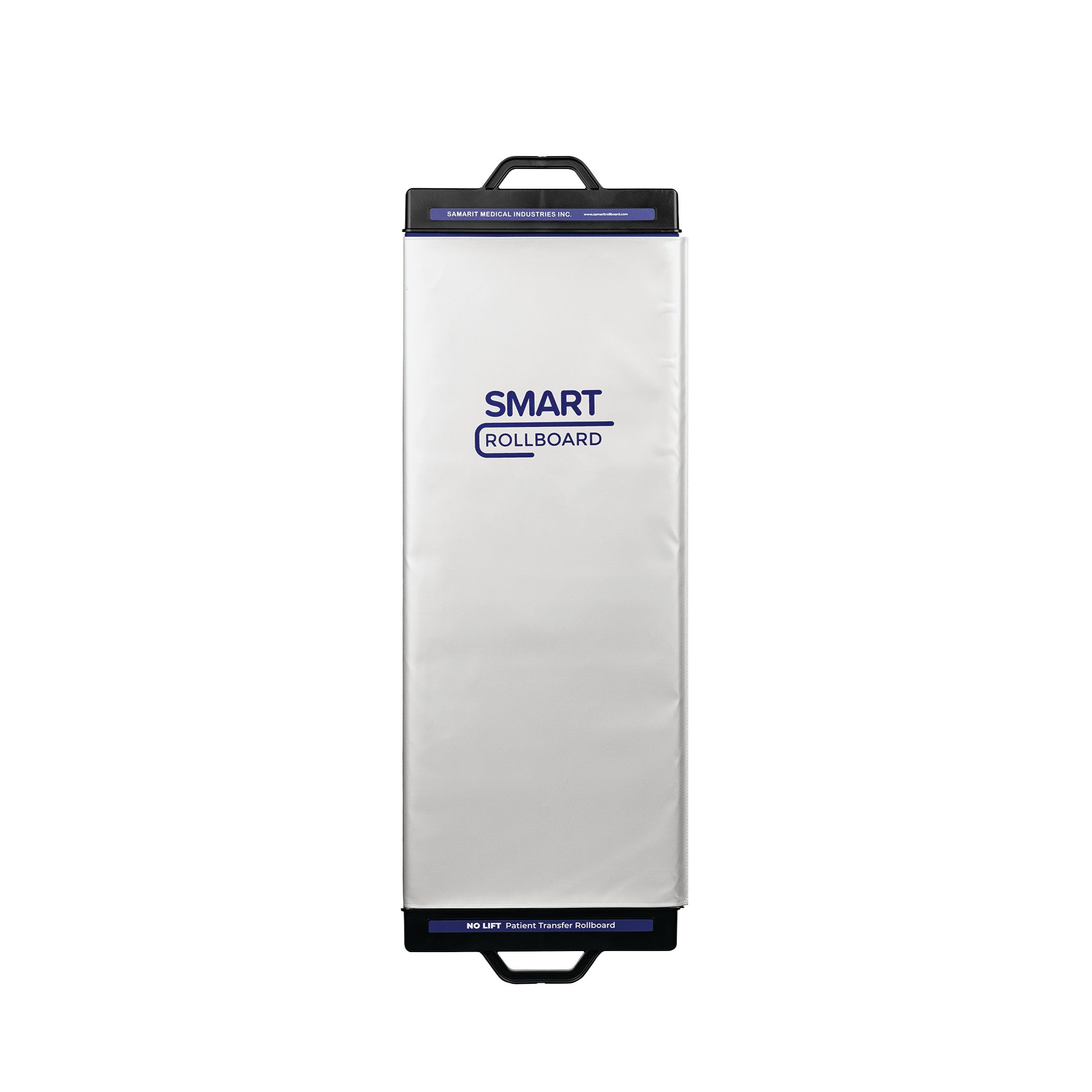 The SAMARIT SMART Rollboard is a rectangular patient transfer device with handles on both ends and a white padded surface.