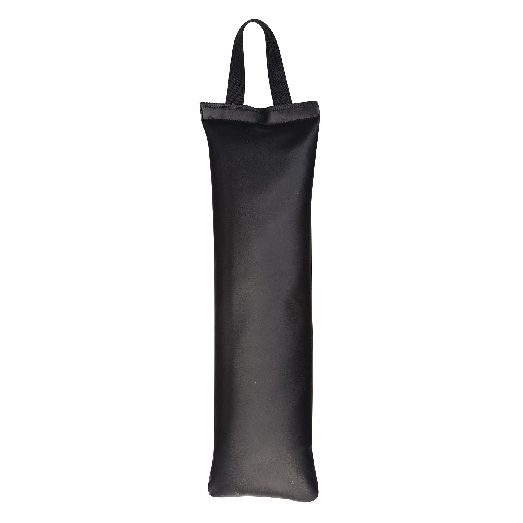 The AliMed MR-Safe Cervical/Traction Sandbag is a black, rectangular sandbag with a loop handle for easy carrying or hanging.