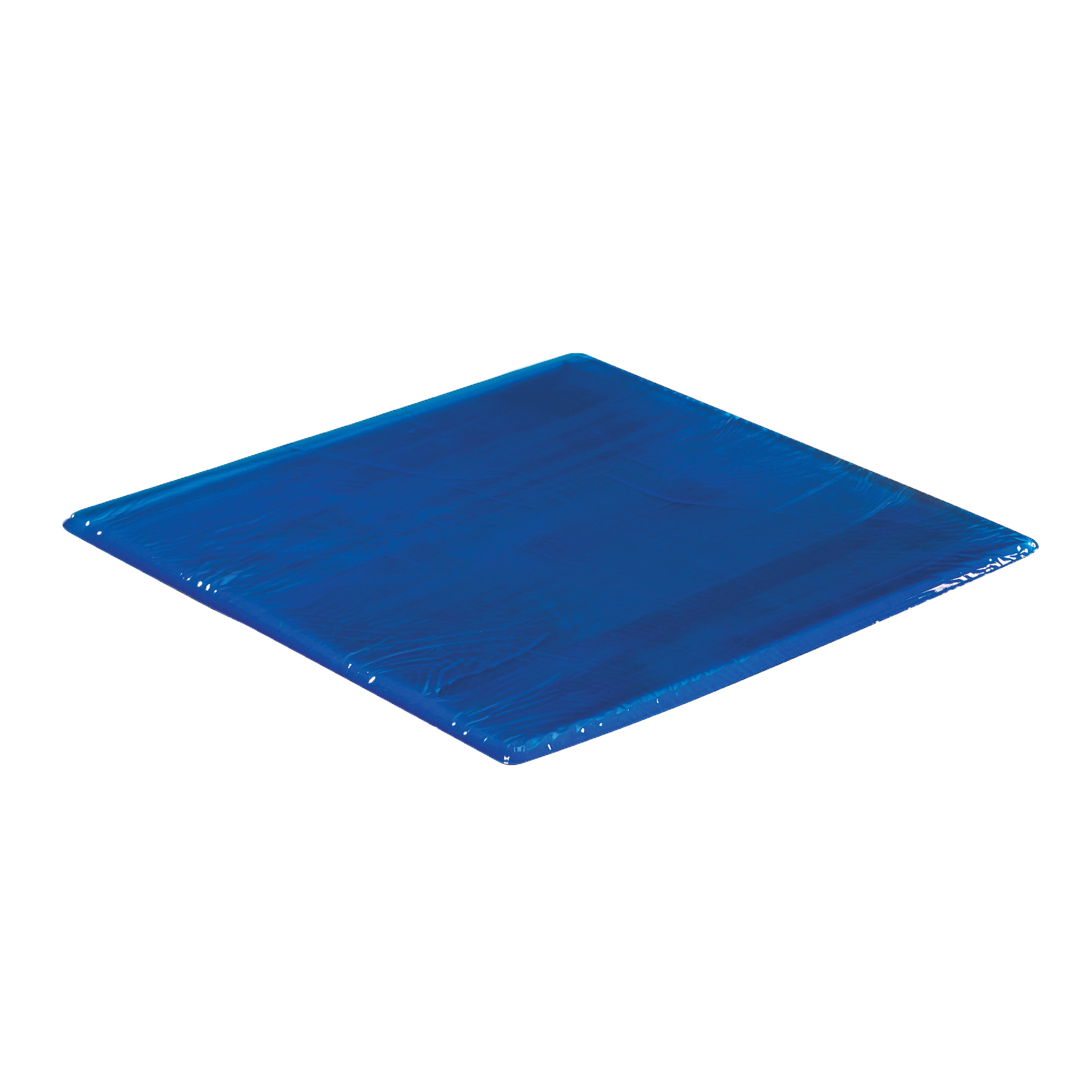A blue square pad called AliMed AliBlue Gel Surface Overlay, designed for medical or therapeutic use, shown against a white background.