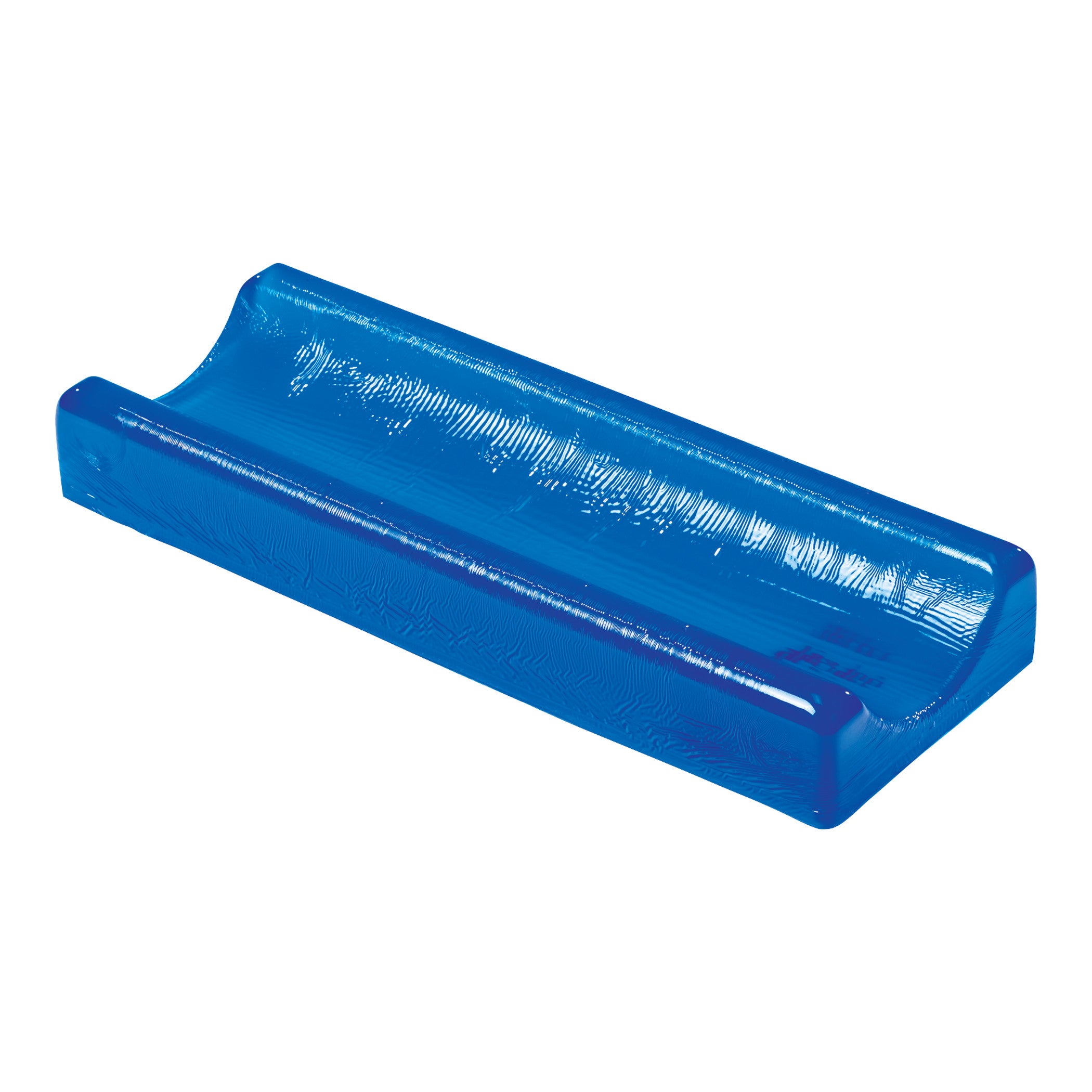 AliMed AliBlue Gel Contoured Armboard Pad in blue with a curved surface, designed to support and cushion arms during medical procedures.