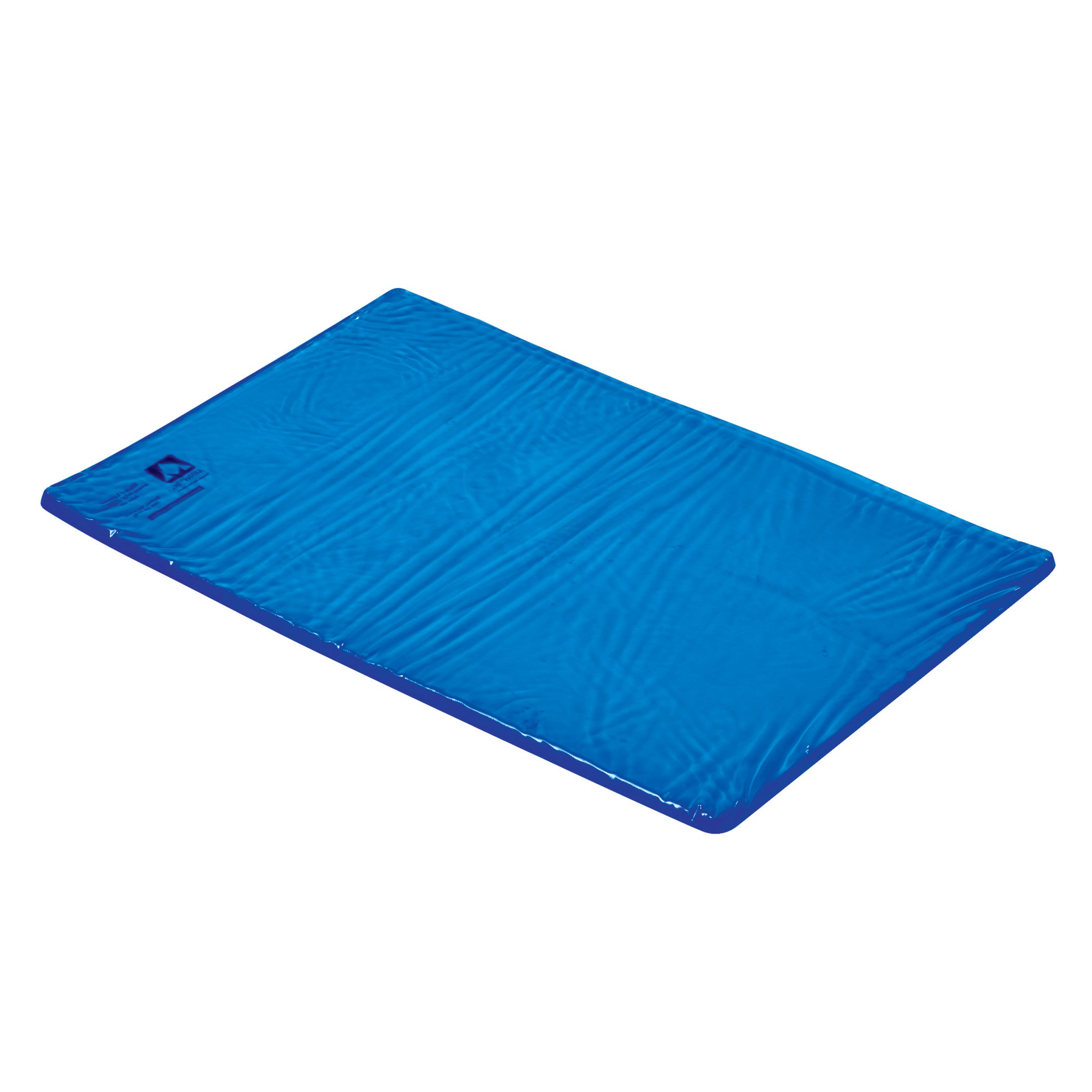 The AliMed AliBlue Gel Knee Crutch Pad is a flat, rectangular, blue gel pad designed for comfort and support during medical procedures.
