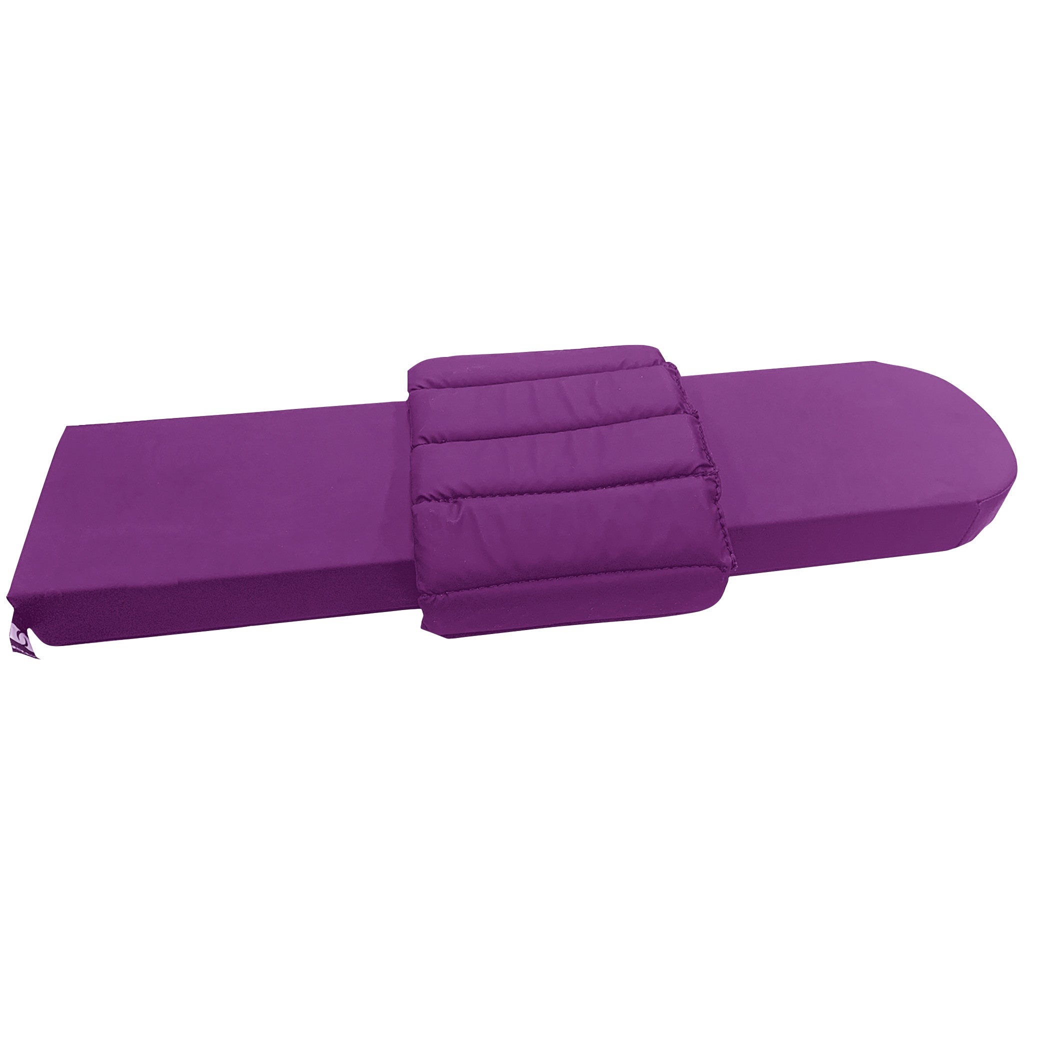 The KYRA Clamshell Armboard Pad is a purple cushioned pad designed for patient support and comfort during medical procedures.