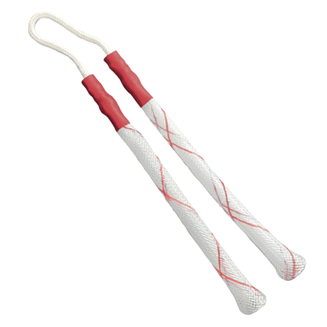 KYRA Disposable Double Finger Trap with red grips and white mesh bands, featuring red crisscross stitching and a looped end.