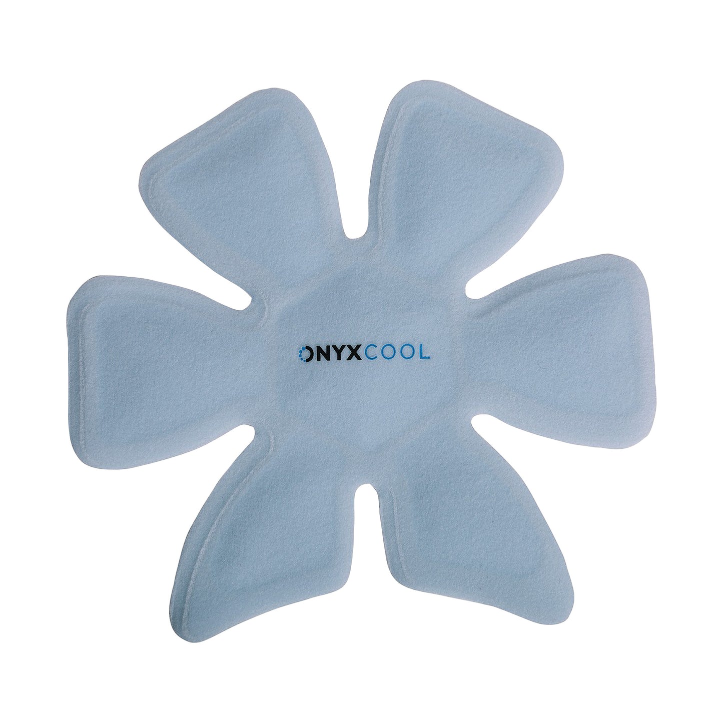 Light blue, flower-shaped Xena Therapies Onyx Cool Cap with brand logo in the center.