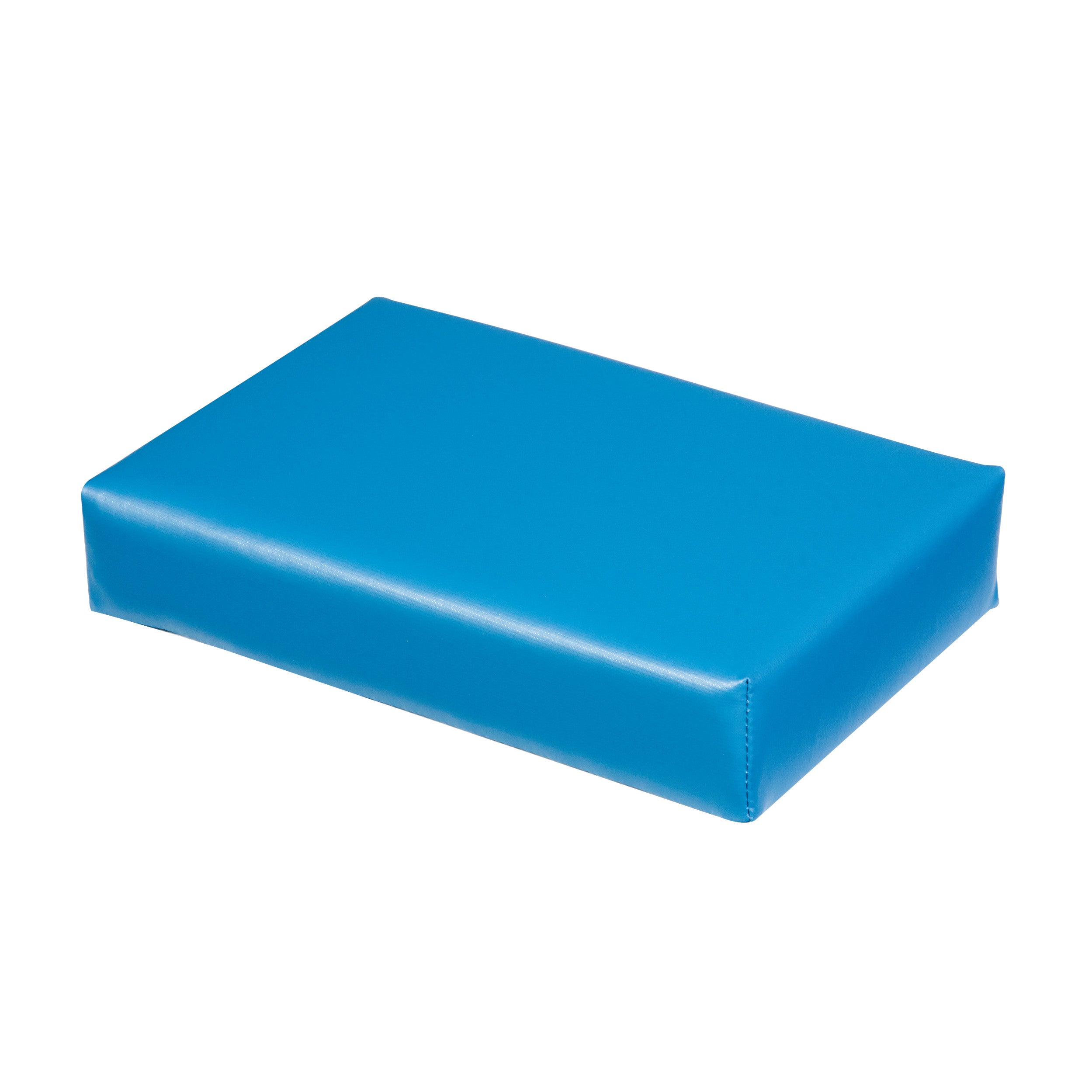 AliMed Vinyl-Covered Small Rectangle Positioner in blue, featuring a simple rectangular cushion design for support and positioning.