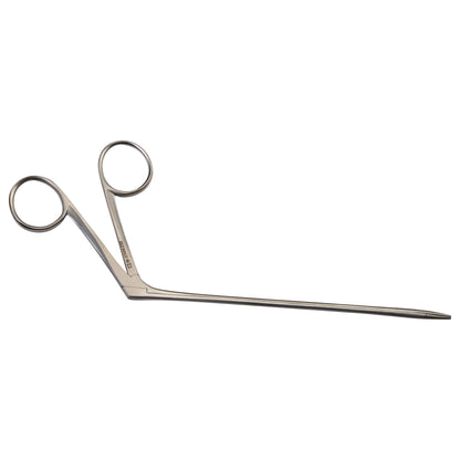 Hartman Alligator Ear Forceps with a long, slender handle and angled tips, designed for precision work in small spaces.