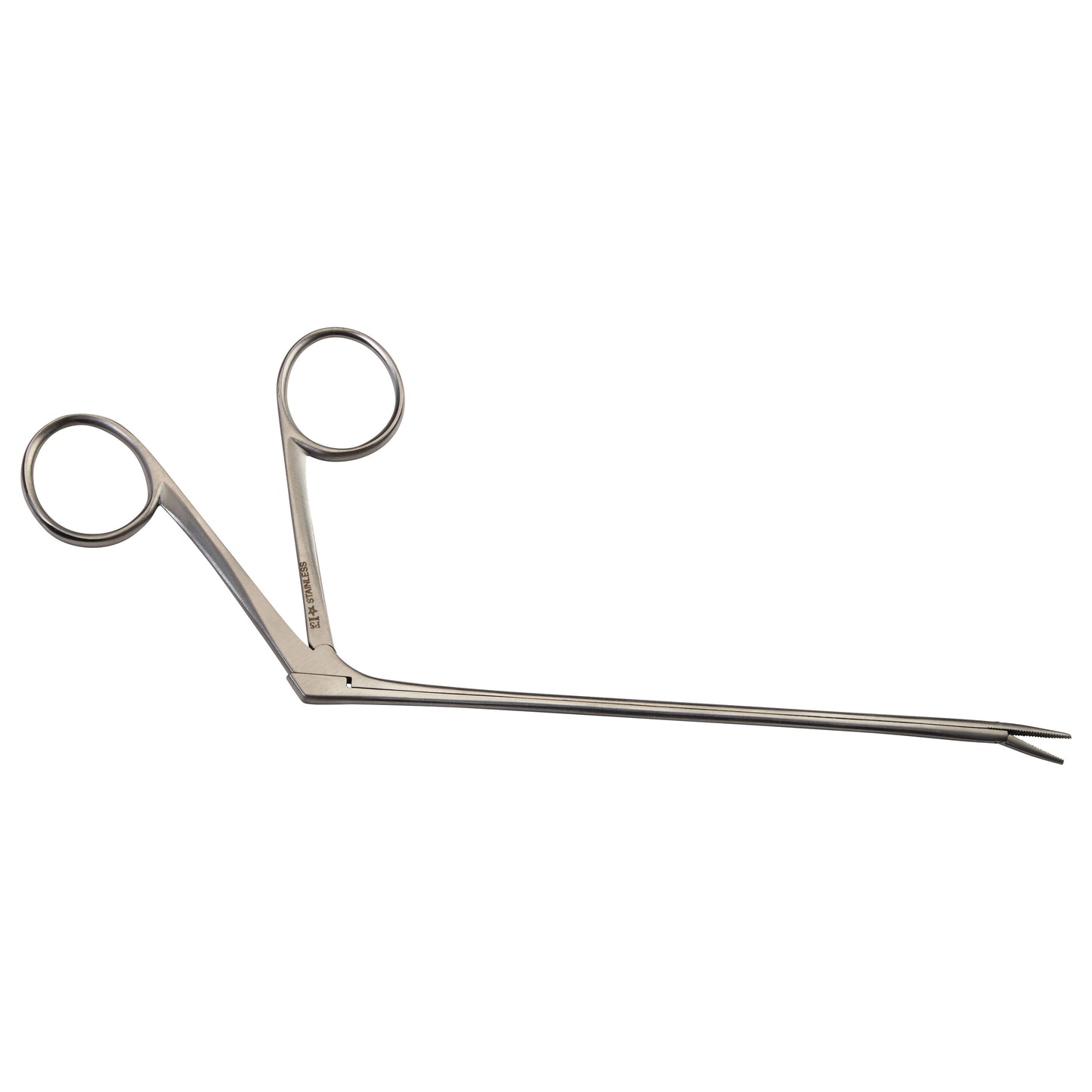 Hartman Alligator Ear Forceps with long, slender jaws and finger rings, designed for precise medical procedures.