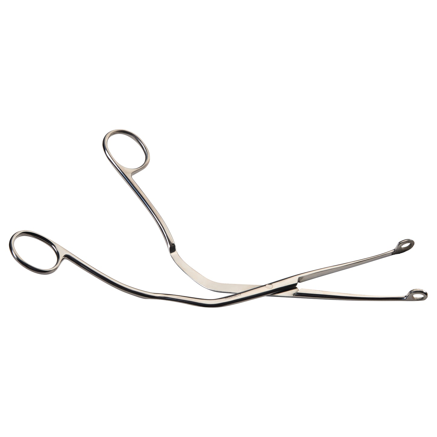 Magill Endotracheal Catheter-Introducing Forceps made of metal with finger rings and angled tips for medical use.