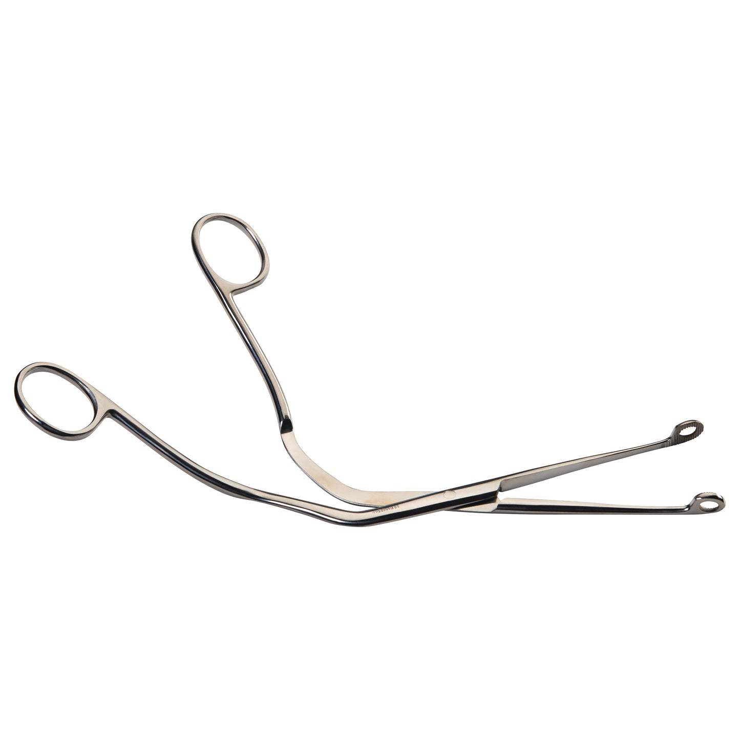 A pair of Magill Endotracheal Catheter-Introducing Forceps with loop handles and curved tips on a white background.