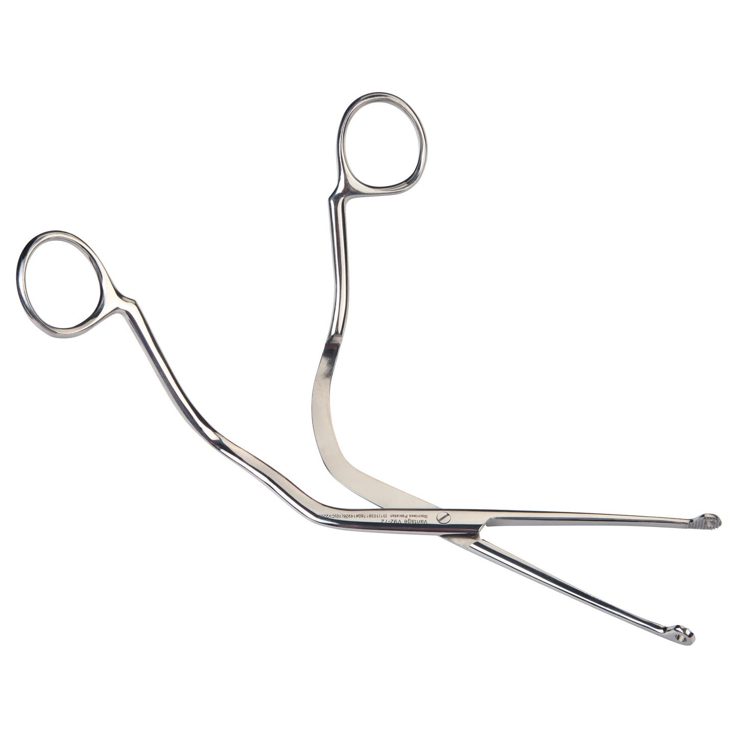 Miltex Vantage Magill Endotracheal Catheter Introducing Forceps, featuring a curved metal design with circular finger loops.