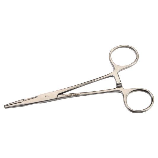 The Olsen Hegar Needle Holder and Scissors Combination is made of stainless steel with finger loops and a clamp mechanism.