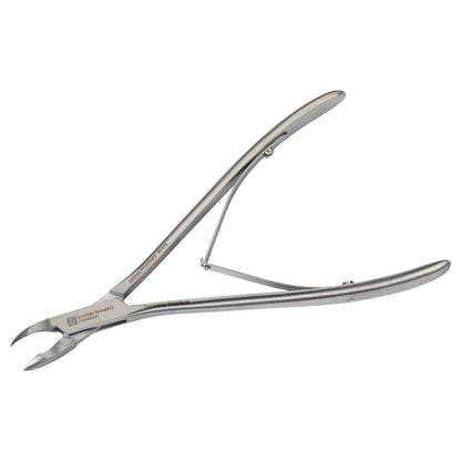 Miltex Tissue and Cuticle Nippers, a stainless steel tool with curved tips and spring mechanism, designed for precise cutting.