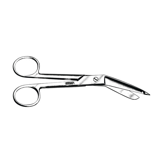 Miltex Vantage Lister Bandage Scissors with a flat, angled tip designed for cutting bandages without harming the skin.