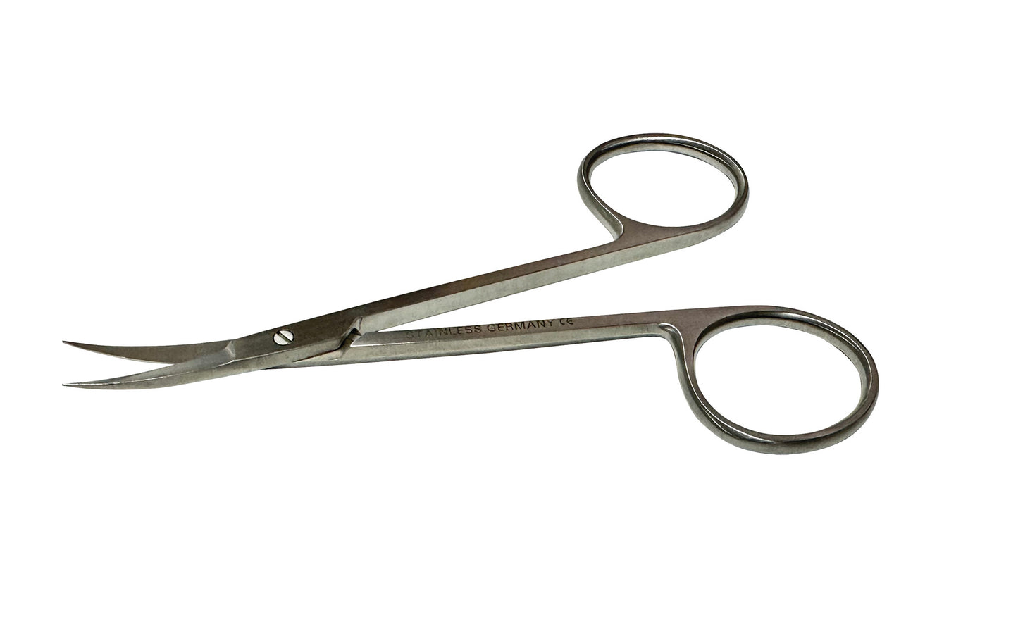 Extra-Delicate Pattern Iris Scissors with curved, sharp tips and loop handles, designed for precision cutting.