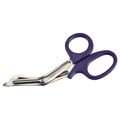 Miltex All-Purpose Utility Scissors with purple handles and angled blades designed for cutting various materials.