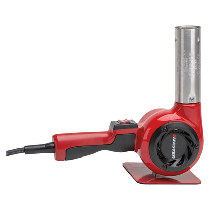 A red and black electric heat gun with a metallic nozzle and a handle is shown, featuring "Master" on the side.