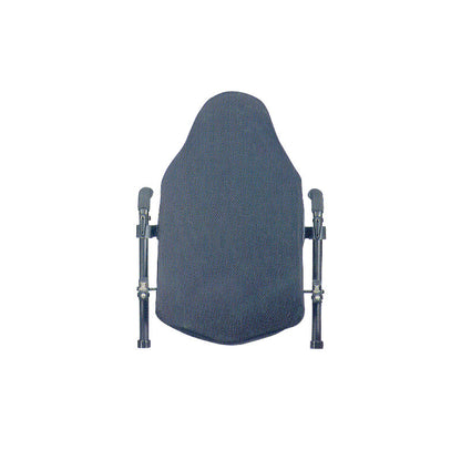 JAY J2 Wheelchair Back with a contoured black fabric cover, featuring adjustable metal supports on both sides.
