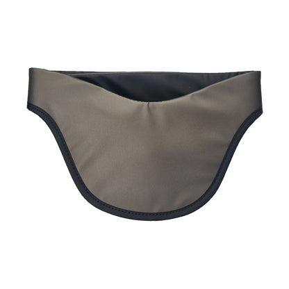 The AliMed Grab n Go Thyroid Shield is a protective neck covering with a smooth, gray surface and black trim.