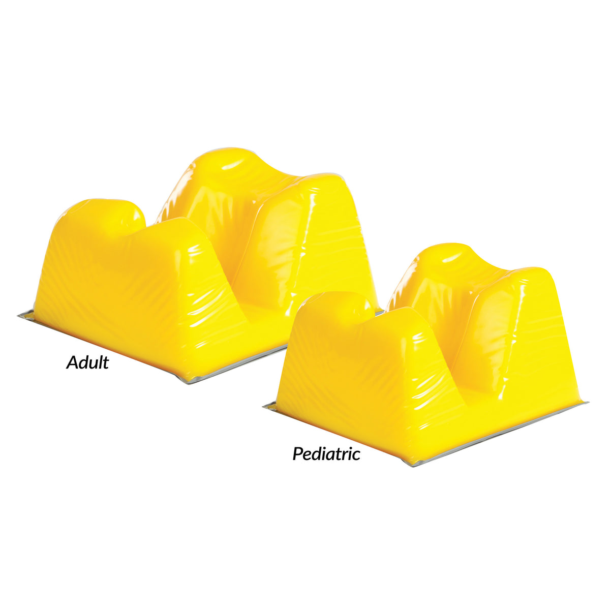 Yellow AliMed AliLite Prone Headrests for adults and pediatrics, designed with contoured support surfaces.