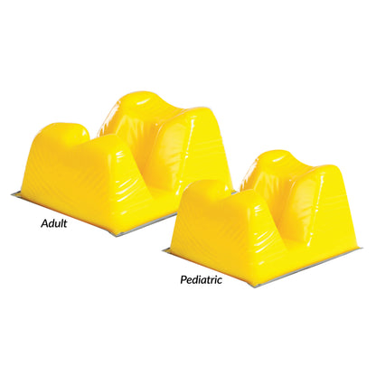 Yellow AliMed AliLite Prone Headrests for adults and pediatrics, designed with contoured support surfaces.