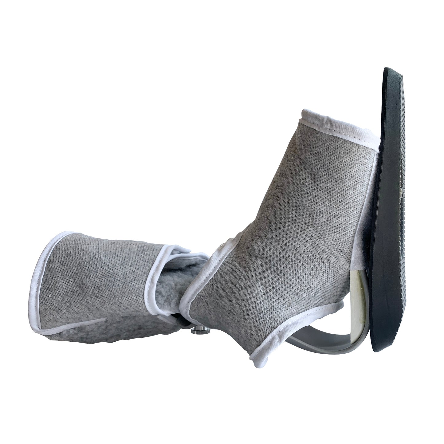 A gray Outsole for AliMed MultiBoot Standard Contracture Boot with a cushioned interior and adjustable straps for support and stability.