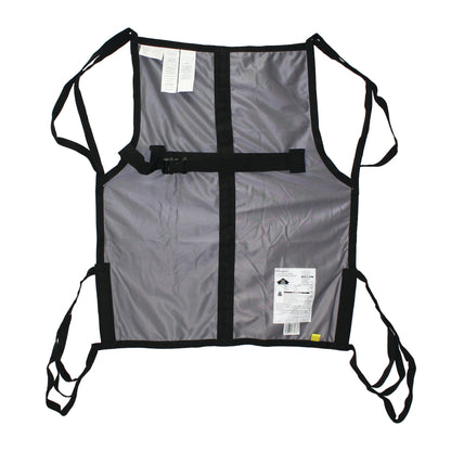 Hoyer Classic One-Piece Sling in gray with black straps and buckles, designed for patient lifting and transfer, placed flat.