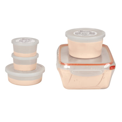 AliMed Color-Coded Therapy Putty, shown in stacked round and square transparent containers with white lids.