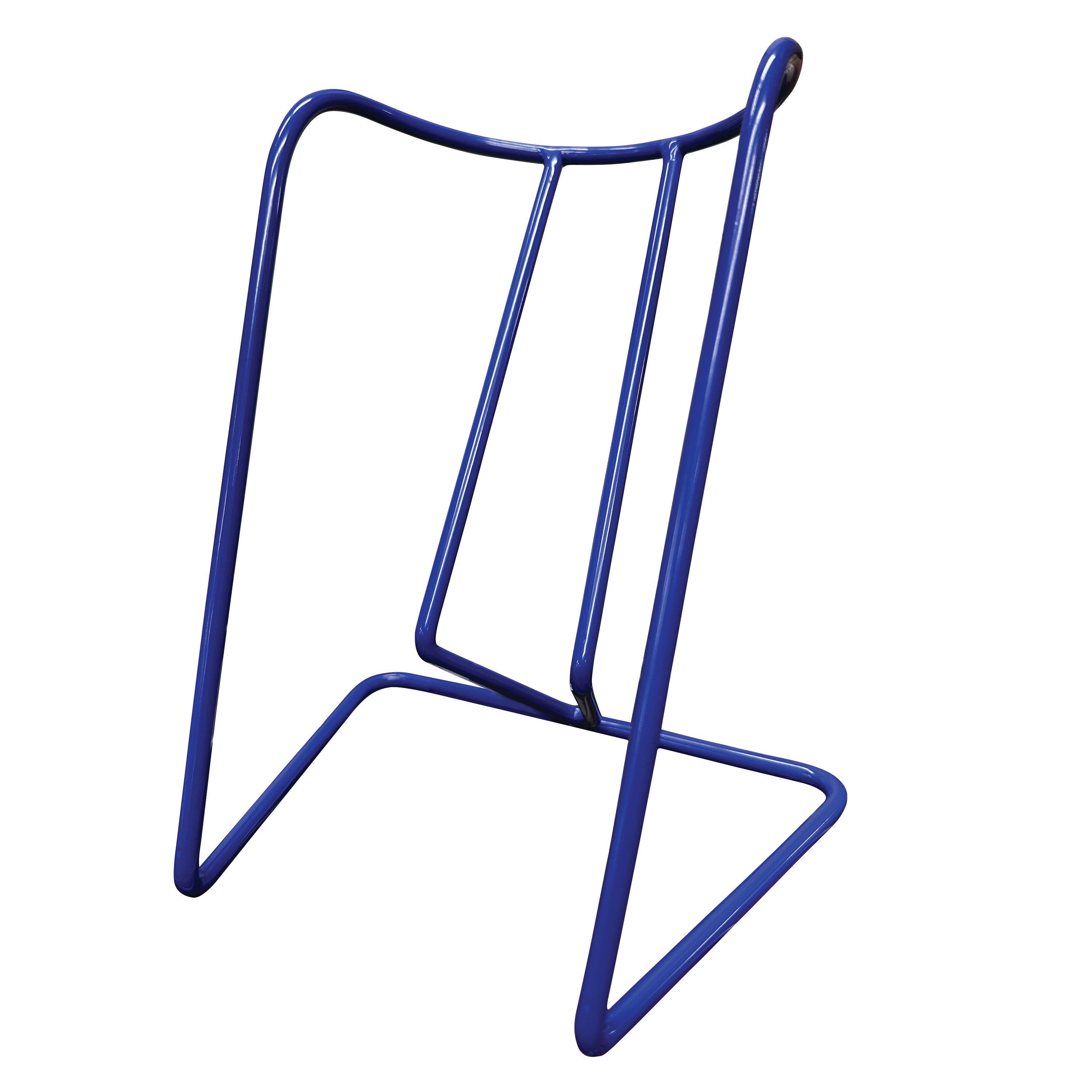 The Ezy-On Wire Stocking Aid is a blue metal frame designed to assist individuals in putting on stockings or compression socks.