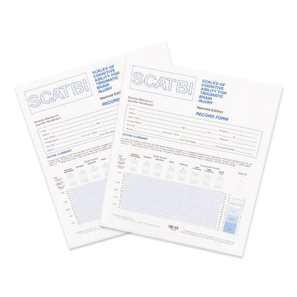 Record Forms for Scales of Cognitive Ability for Traumatic Brain Injury (SCATBI) featuring fields for personal information and score summary.