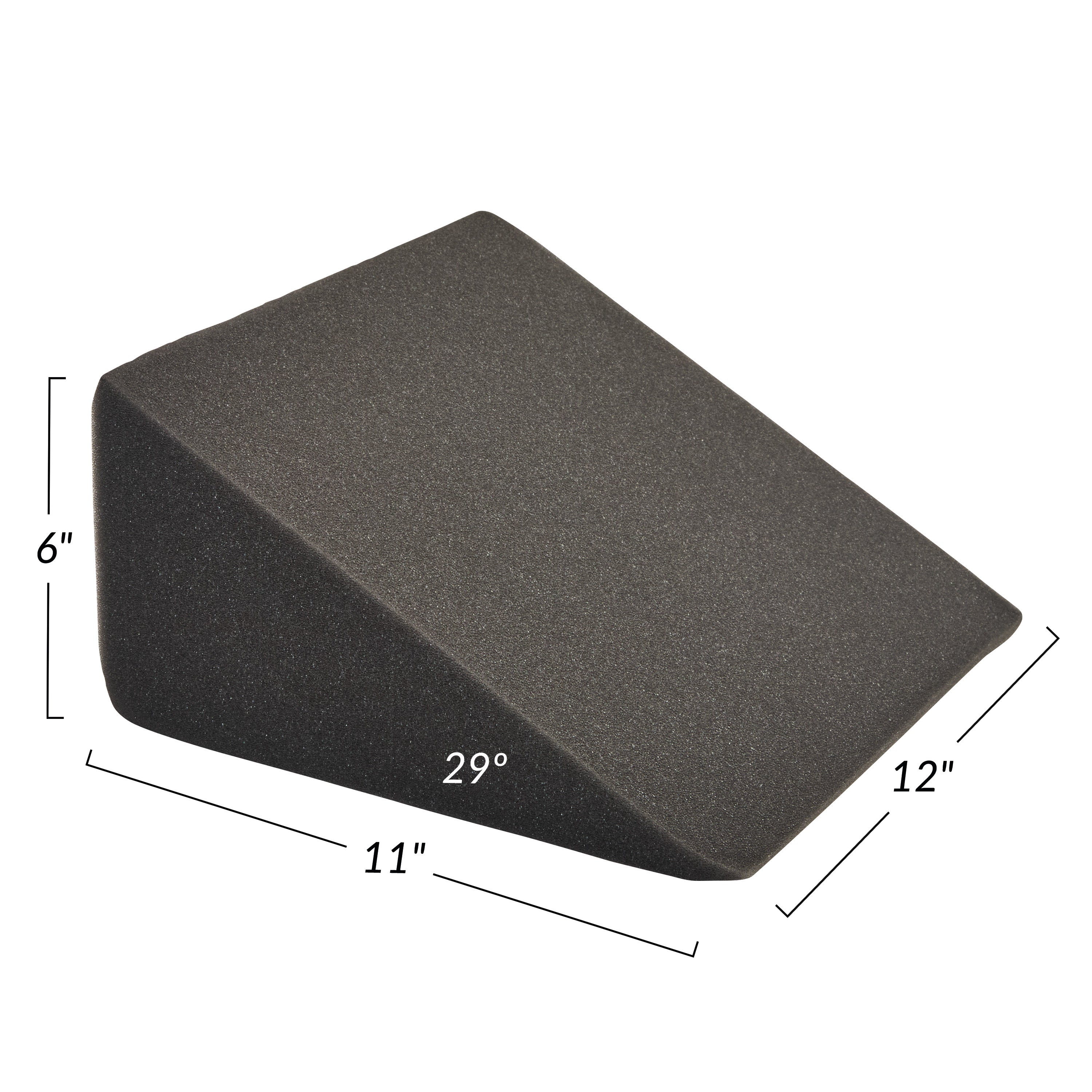 AliMed Uncovered Polyfoam 29 Degree Medium Wedge Positioner, black, measures 6" x 11" x 12", with a 29-degree angle.