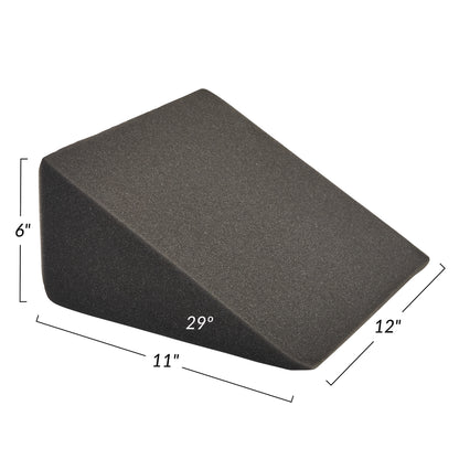 AliMed Uncovered Polyfoam 29 Degree Medium Wedge Positioner, black, measures 6" x 11" x 12", with a 29-degree angle.