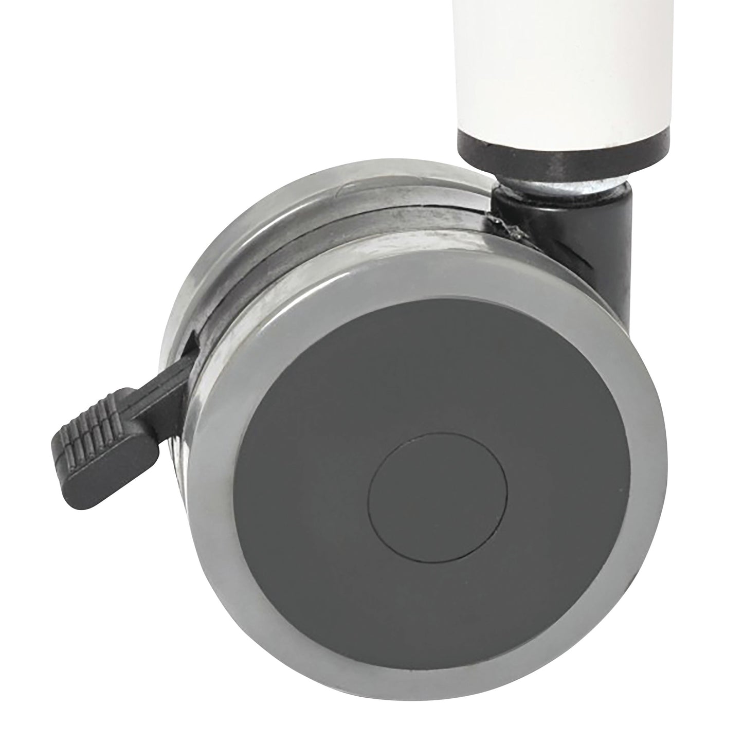 Close-up of the caster wheel from the Drive Otter Pediatric Bathing System Shower Stand Only, featuring a locking mechanism.