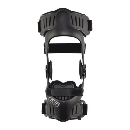 An Ossur CTi OTS Knee Brace, featuring a black, adjustable design with straps and hinges for support.