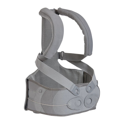 OssurMiami Lumbar Posteo back brace in gray, featuring padded shoulder straps, mesh fabric, and adjustable closure for support.