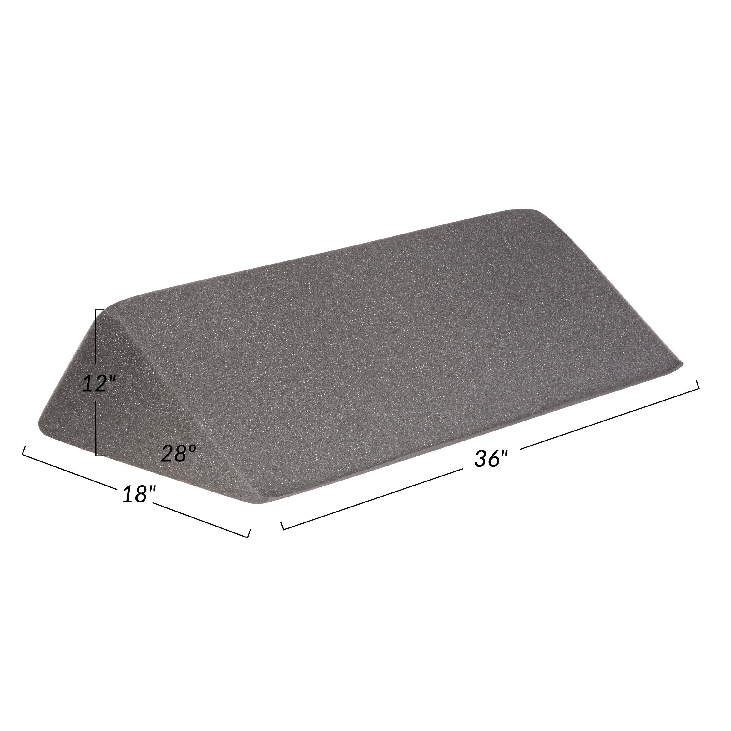 AliMed Uncovered Polyfoam 28 Degree Large Wedge Positioner, gray color, with dimensions 36" x 18" x 12" and a 28 1/2 incline.