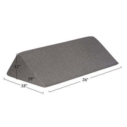 AliMed Uncovered Polyfoam 28 Degree Large Wedge Positioner, gray color, with dimensions 36" x 18" x 12" and a 28 1/2 incline.