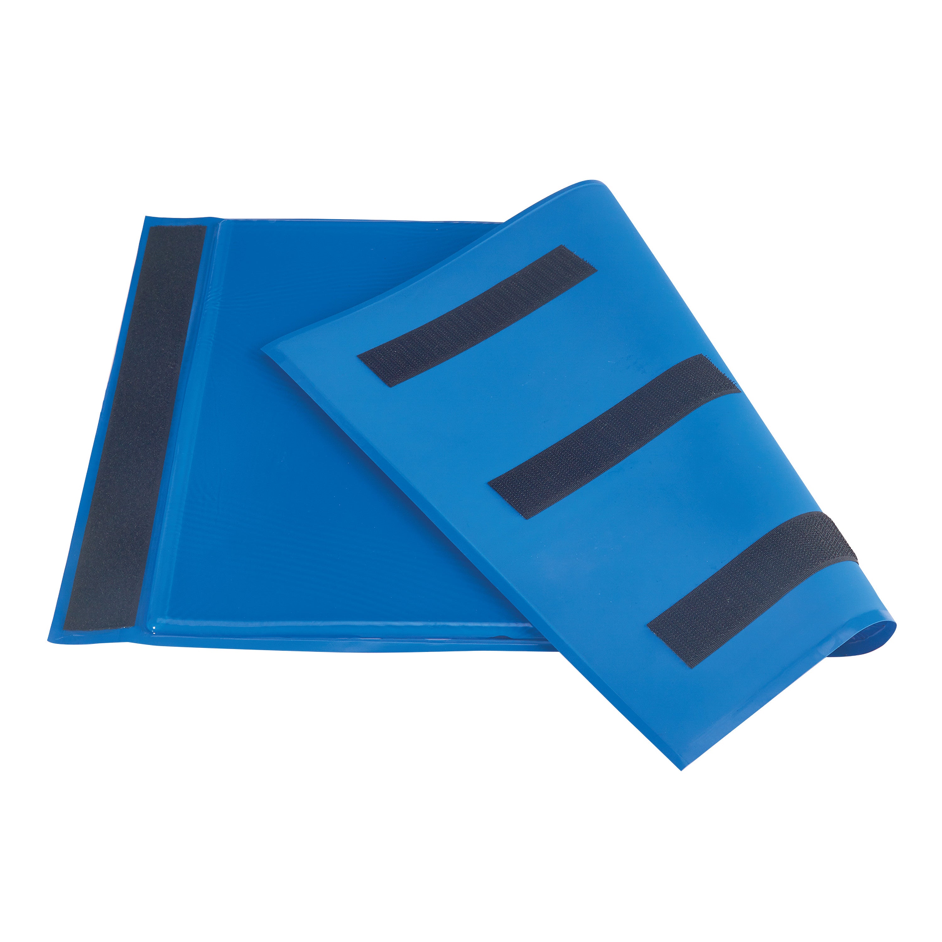 An AliMed AliBlue Gel Ulnar Forearm Protector, featuring two blue gel pads with black straps.