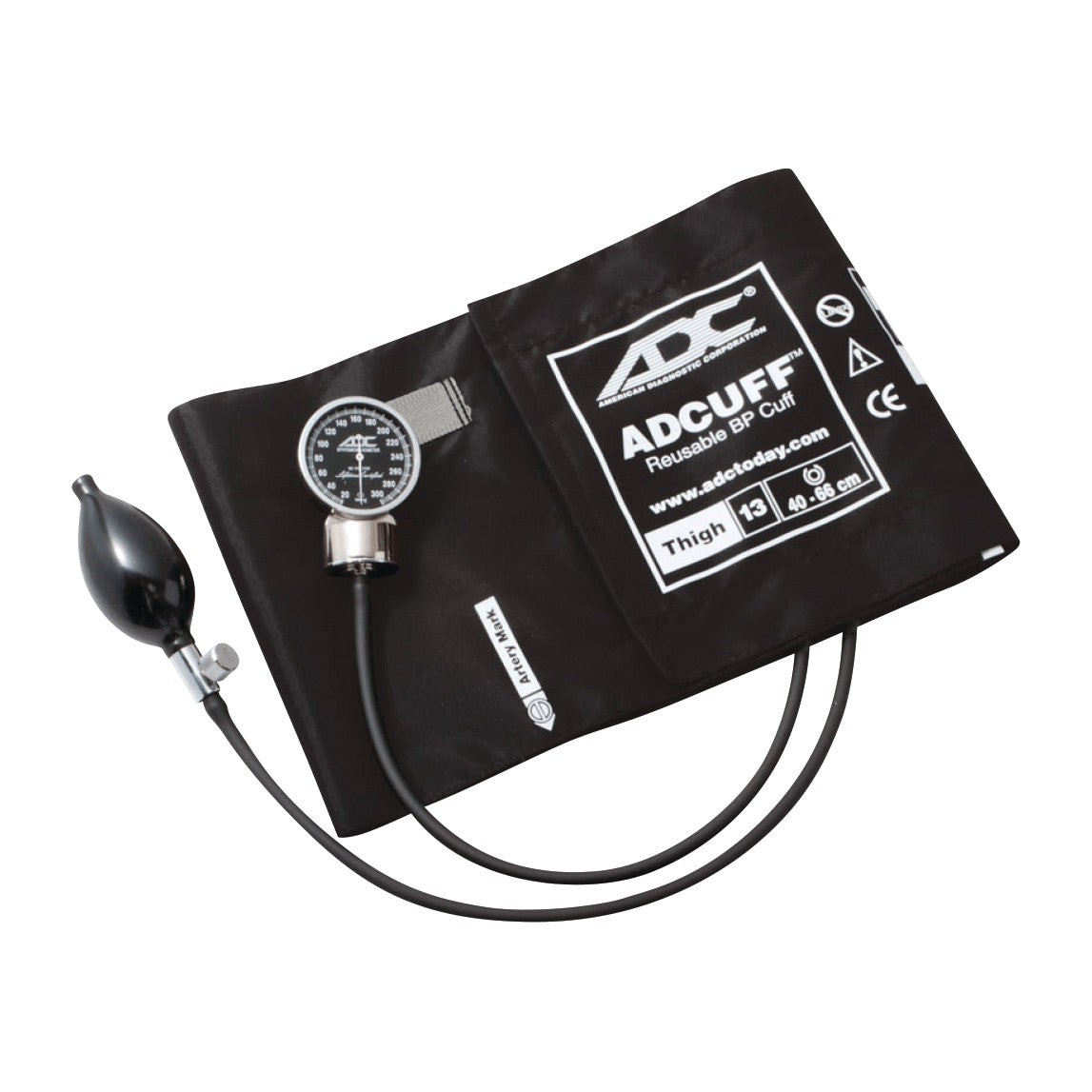 ADC Diagnostix 700 Pocket Aneroid Sphygmomanometer with a black Adcuff, gauge, inflation bulb, and tubing for measuring blood pressure.