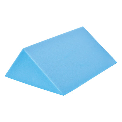 Blue AliMed Body Alignment Wedge with a triangular shape, designed for support and positioning in medical and therapeutic settings.